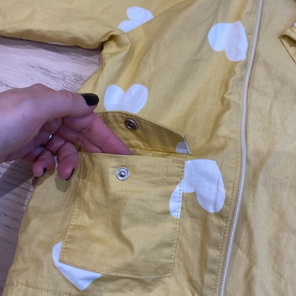 H&M Coated Woven Cotton Jacket, Hearts, Yellow/White, Toddler, Kids 3T (2-3 yrs) - Picture 8 of 11